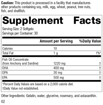 Olprima™ EPA|DHA, 60 Softgels, Rev 02 Supplement Facts