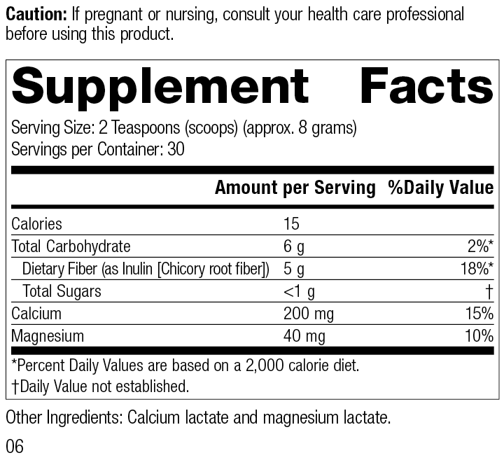 Prebiotic Inulin, Rev 06 Supplement Facts