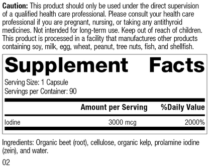 Prolamine Iodine Plus, 90 Tablets, Rev 02 Supplement Facts