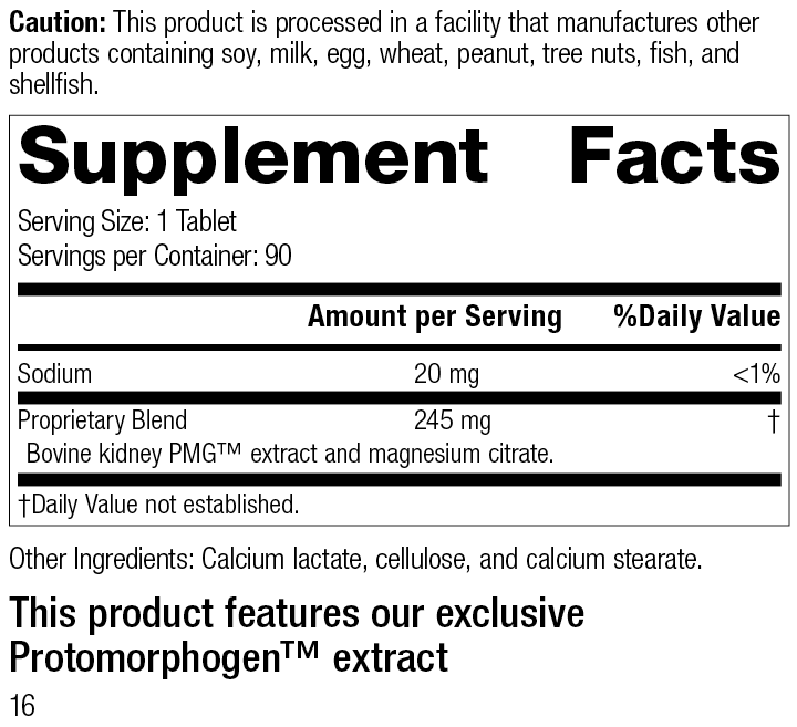 Renatrophin PMG®, 90 Tablets, Rev 16 Supplement Facts