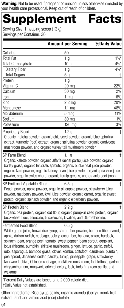 Revision 1 of SP Power Mix Supplement Facts.