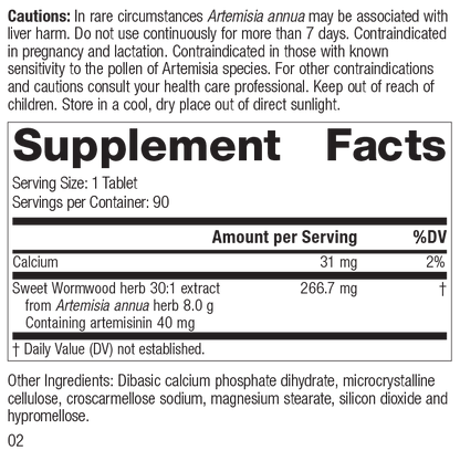 Artemisinin Forte Supplement Facts Label, Rev 01