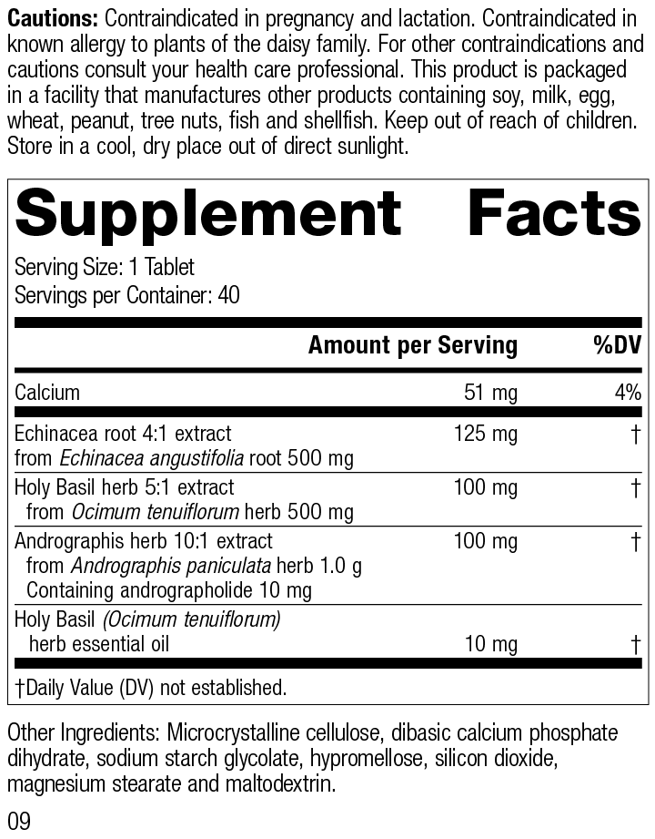 Andrographis Complex, 40 Tablets, Rev 09 Supplement Facts