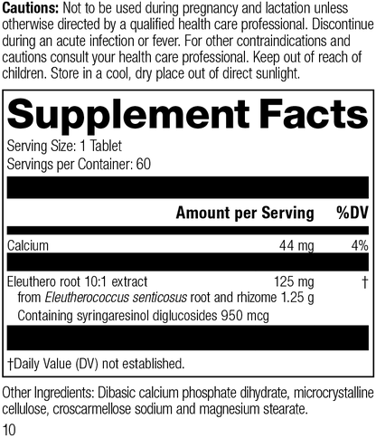 Eleuthero, 60 Tablets, Rev 10 Supplement Facts